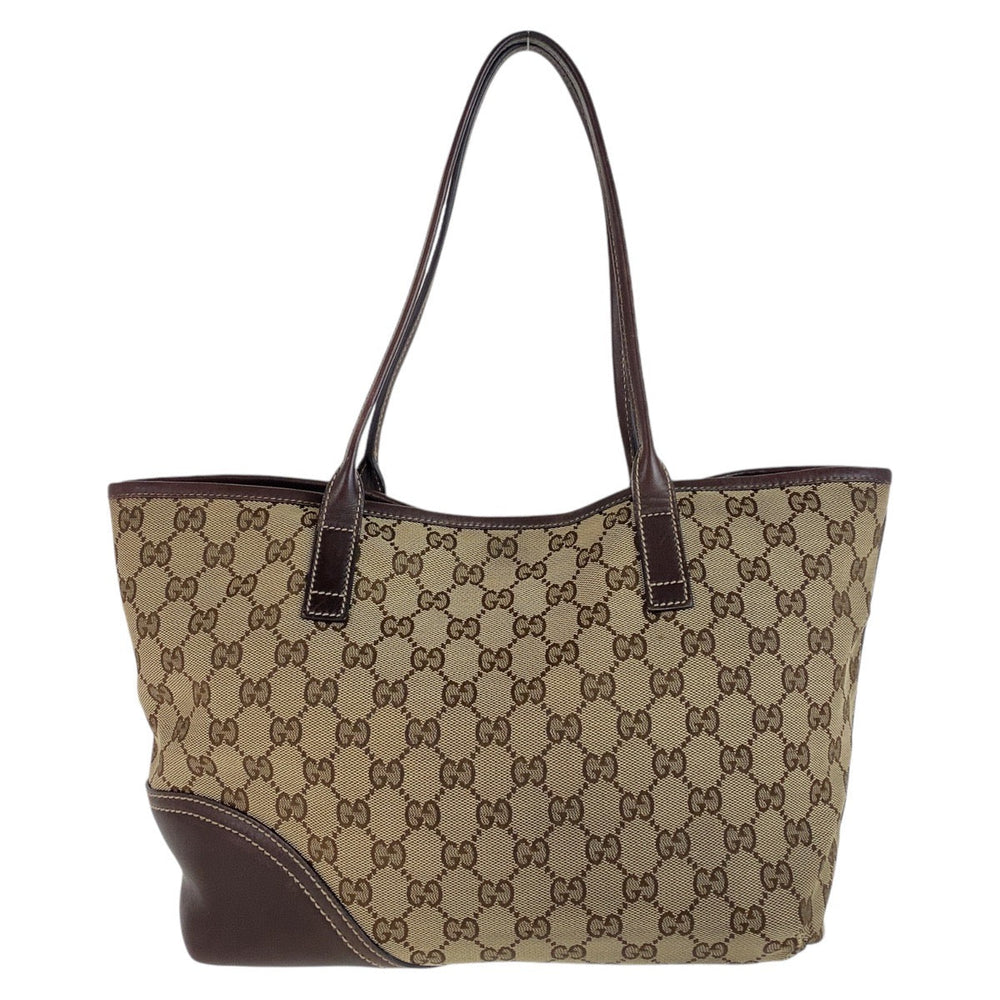 GUCCI Tote Bag 169946 GG canvas, leather Brown Beige Gold Metal Tote Bag Handbag Shoulder Bag Interlocking G New Brit GG pattern Women Used Authentic