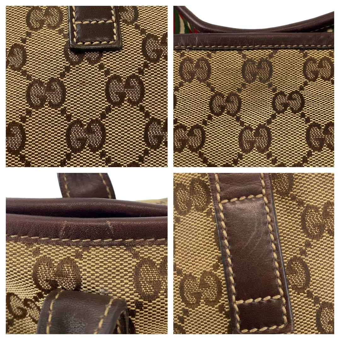 GUCCI Tote Bag 169946 GG canvas, leather Brown Beige Gold Metal Tote Bag Handbag Shoulder Bag Interlocking G New Brit GG pattern Women Used Authentic