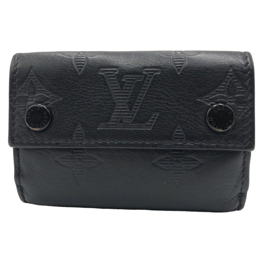 LOUIS VUITTON Tri-fold wallet M67631 PVC Black SilverMetal Folding wallet Compact wallet Monogram shadow Discovery compact wallet mens Used Authentic