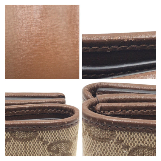 GUCCI Tri-fold wallet GG canvas Brown SilverMetal Folding wallet Compact wallet Balenciaga Collaboration The Hacker Project mens Used Authentic