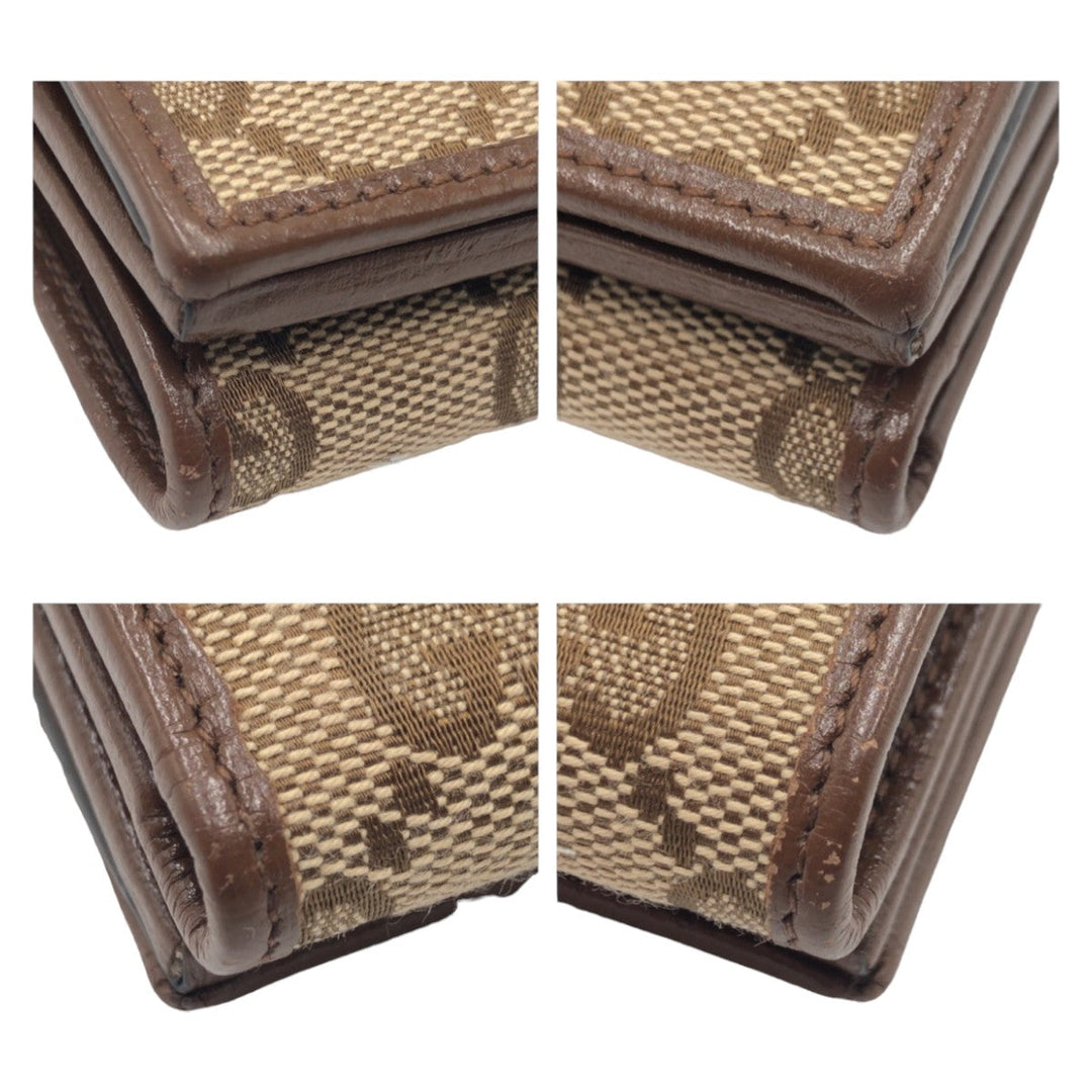 GUCCI Tri-fold wallet GG canvas Brown SilverMetal Folding wallet Compact wallet Balenciaga Collaboration The Hacker Project mens Used Authentic