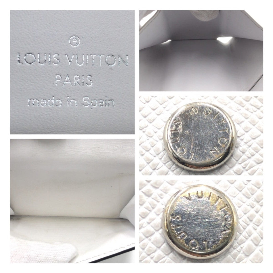 LOUIS VUITTON Tri-fold wallet M30899 PVC Optic White SilverMetal Wallet Taiga rama Discovery compact wallet Women Used Authentic