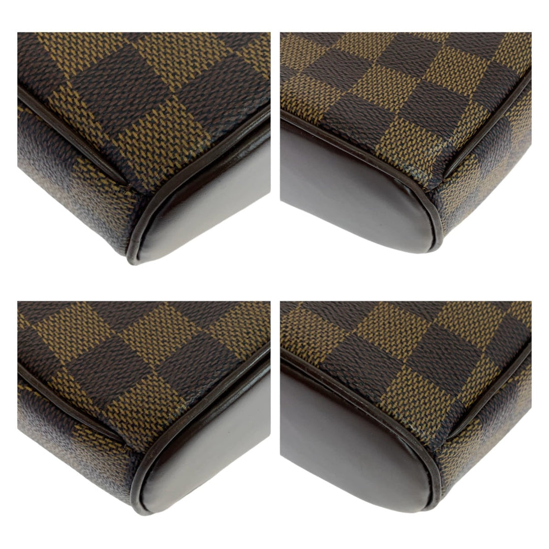 LOUIS VUITTON Shoulder Bag N51294 PVC Brown Gold Metal Crossbody Shoulder Bag Pochette Damier Ipanema PM Women Used Authentic