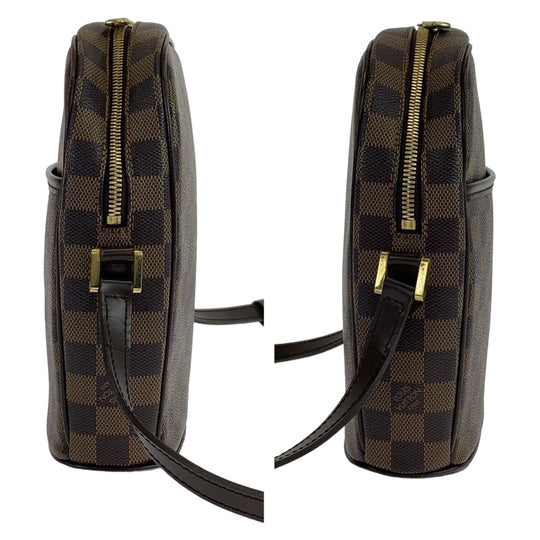 LOUIS VUITTON Shoulder Bag N51294 PVC Brown Gold Metal Crossbody Shoulder Bag Pochette Damier Ipanema PM Women Used Authentic
