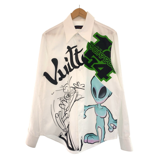 LOUIS VUITTON Long sleeve shirt HNS99WH78 cotton white white multicolor Long sleeve shirts, dress shirts, dress shirts Cartoon Alien Graphics mens M Used Authentic