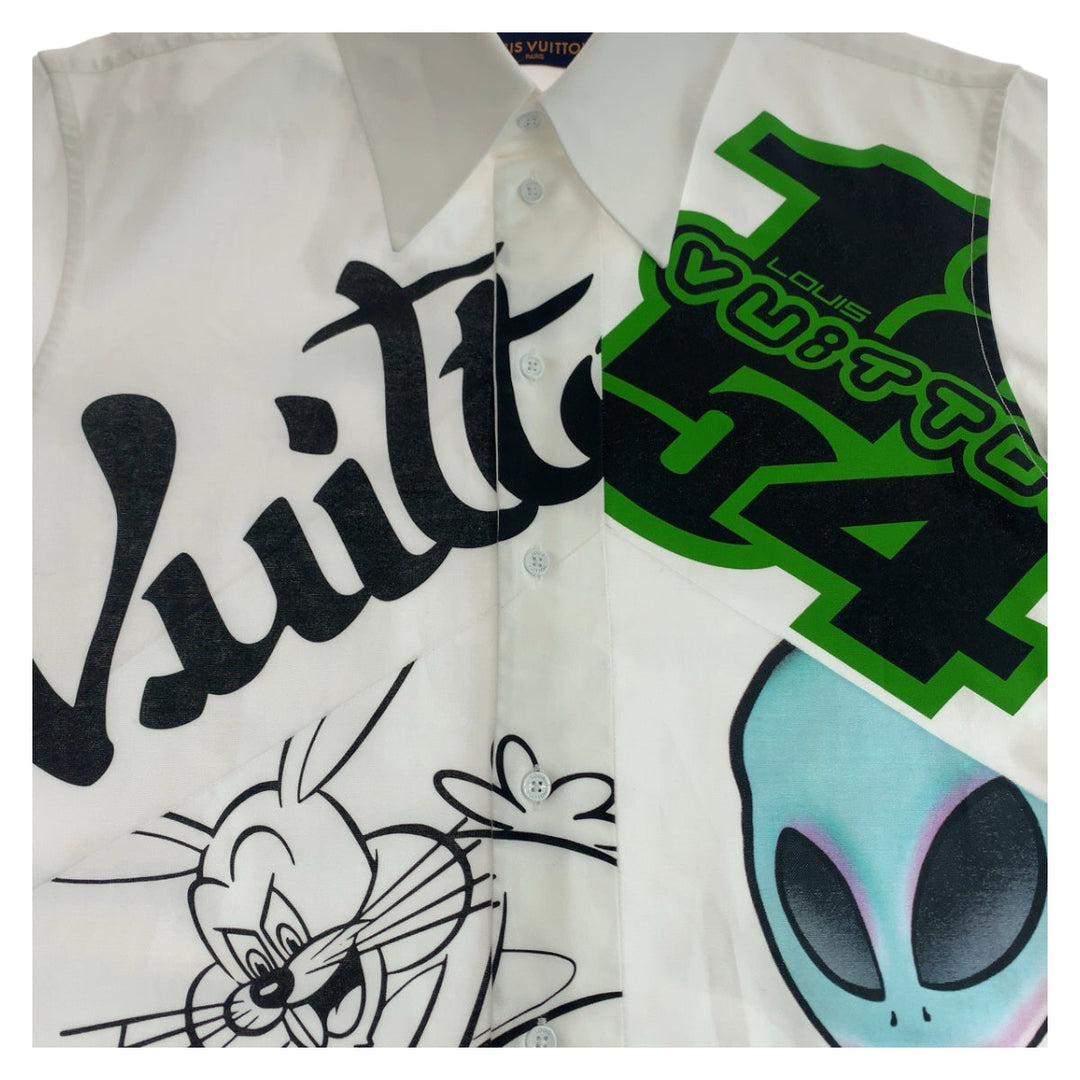 LOUIS VUITTON Long sleeve shirt HNS99WH78 cotton white white multicolor Long sleeve shirts, dress shirts, dress shirts Cartoon Alien Graphics mens M Used Authentic