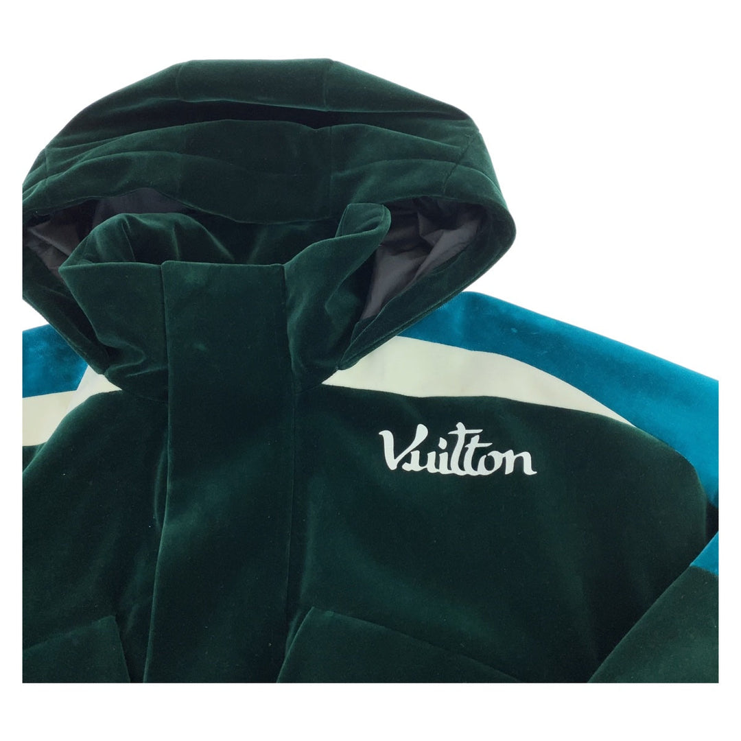 LOUIS VUITTON Blouson RM222 PR2 HNB95E Velor Green Blue Windbreaker Blouson 22AW Technical Taped Velour mens 46 Used Authentic