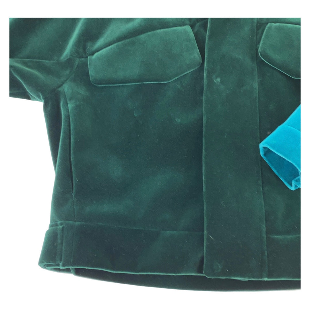 LOUIS VUITTON Blouson RM222 PR2 HNB95E Velor Green Blue Windbreaker Blouson 22AW Technical Taped Velour mens 46 Used Authentic