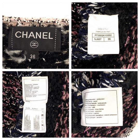 CHANEL No color jacket P73552 wool Pink Multicolor SilverMetal Knit cardigan jacket COCO Mark Women 36 Used Authentic