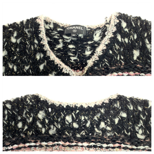 CHANEL No color jacket P73552 wool Pink Multicolor SilverMetal Knit cardigan jacket COCO Mark Women 36 Used Authentic