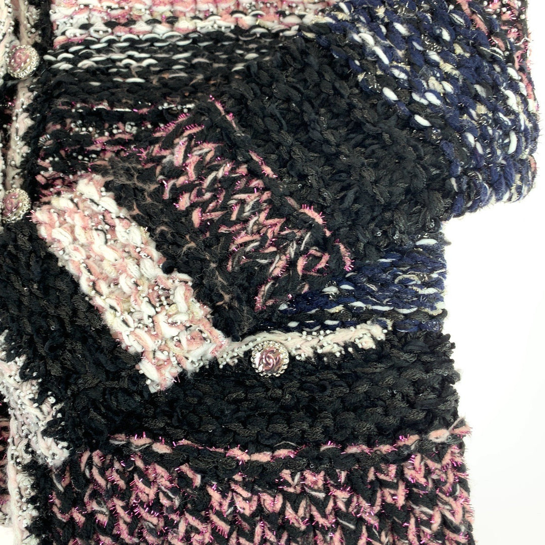 CHANEL No color jacket P73552 wool Pink Multicolor SilverMetal Knit cardigan jacket COCO Mark Women 36 Used Authentic