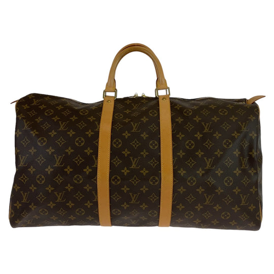LOUIS VUITTON Boston Duffel bag M41424 PVC Brown Gold Metal Boston Duffel bag unisex Monogram Keepall 55 mens Used Authentic