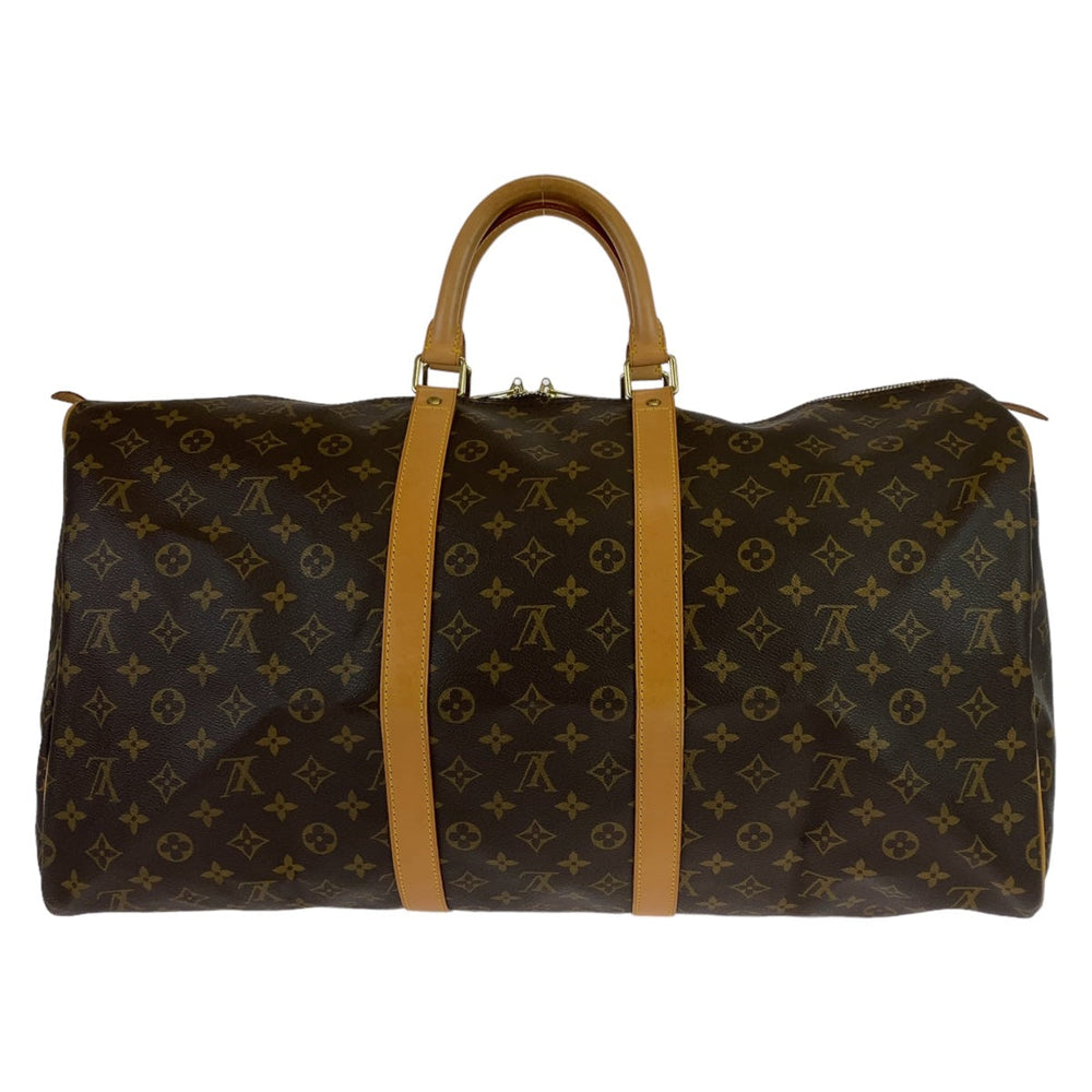 LOUIS VUITTON Boston Duffel bag M41424 PVC Brown Gold Metal Boston Duffel bag unisex Monogram Keepall 55 mens Used Authentic
