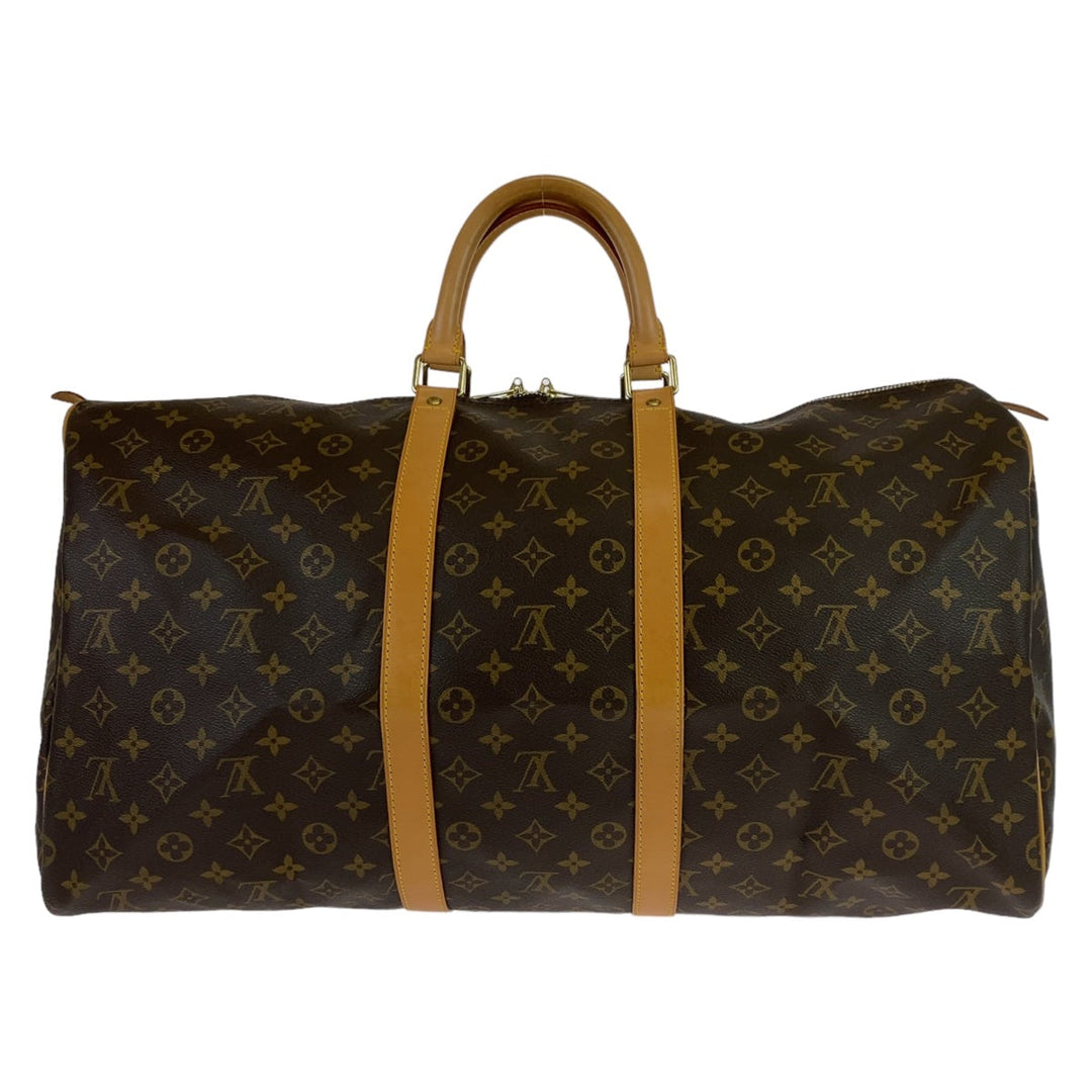 LOUIS VUITTON Boston Duffel bag M41424 PVC Brown Gold Metal Boston Duffel bag unisex Monogram Keepall 55 mens Used Authentic