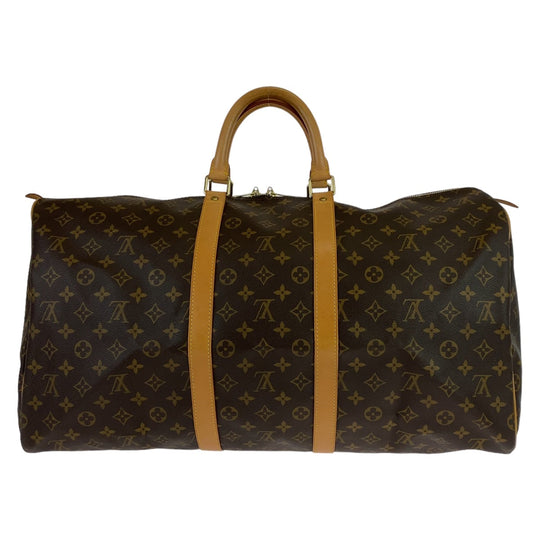 LOUIS VUITTON Boston Duffel bag M41424 PVC Brown Gold Metal Boston Duffel bag unisex Monogram Keepall 55 mens Used Authentic