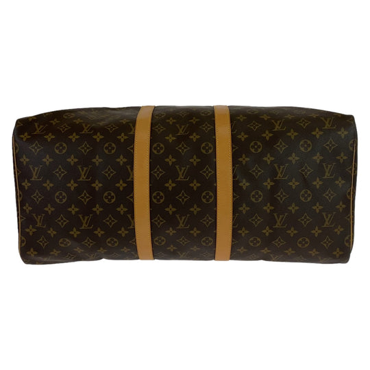 LOUIS VUITTON Boston Duffel bag M41424 PVC Brown Gold Metal Boston Duffel bag unisex Monogram Keepall 55 mens Used Authentic