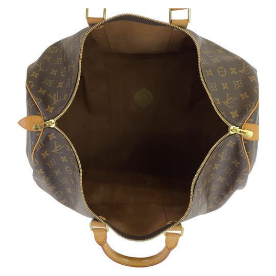 LOUIS VUITTON Boston Duffel bag M41424 PVC Brown Gold Metal Boston Duffel bag unisex Monogram Keepall 55 mens Used Authentic