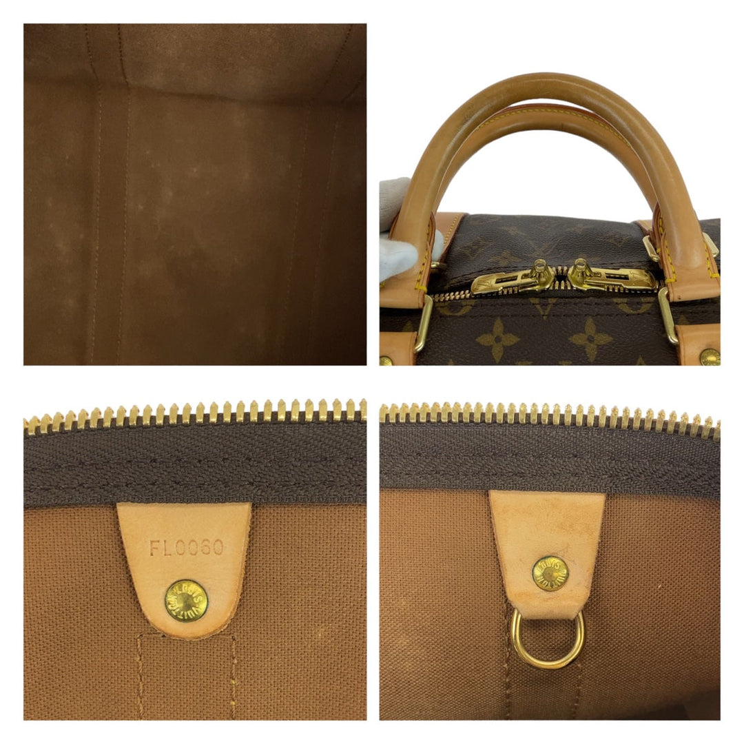 LOUIS VUITTON Boston Duffel bag M41424 PVC Brown Gold Metal Boston Duffel bag unisex Monogram Keepall 55 mens Used Authentic