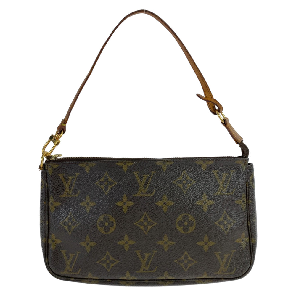 LOUIS VUITTON Handbag M51980 PVC Brown Gold Metal Handbag accessory pouch Monogram Pochette Accessoar Women Used Authentic