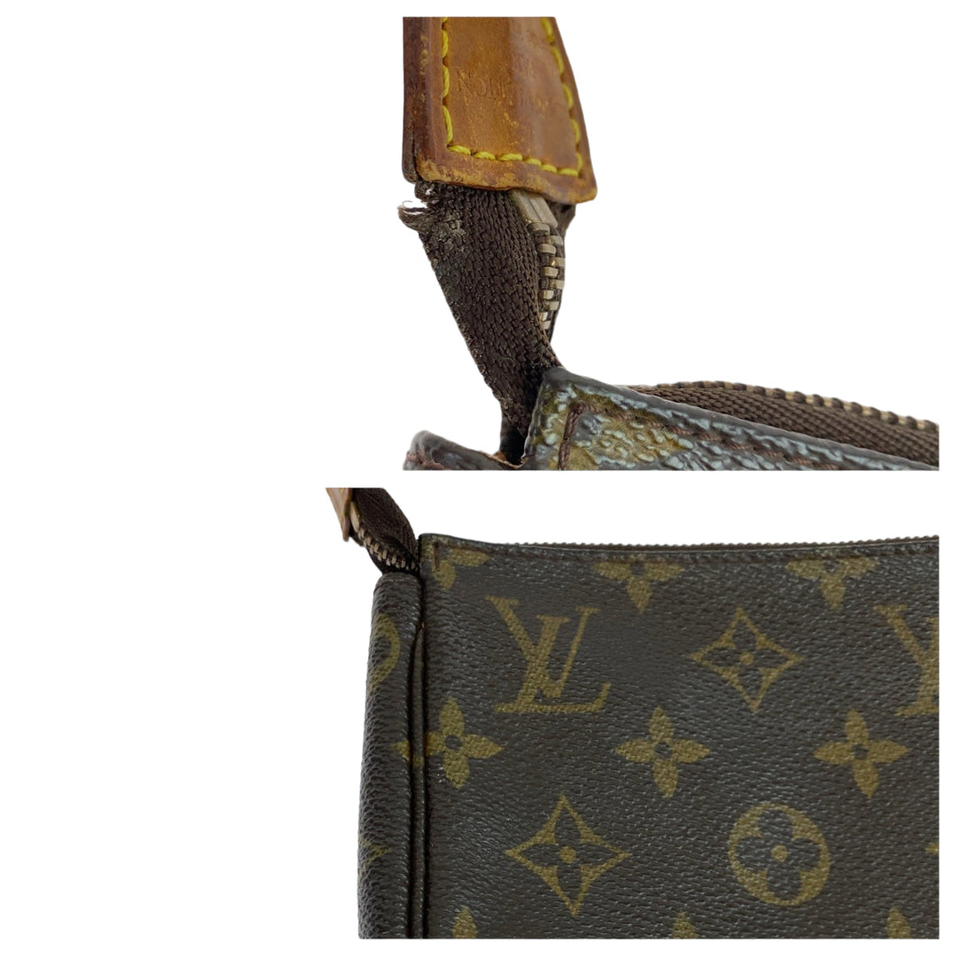 LOUIS VUITTON Handbag M51980 PVC Brown Gold Metal Handbag accessory pouch Monogram Pochette Accessoar Women Used Authentic