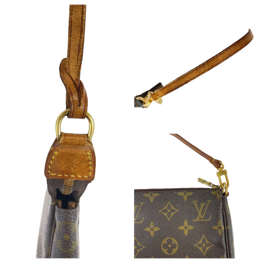 LOUIS VUITTON Handbag M51980 PVC Brown Gold Metal Handbag accessory pouch Monogram Pochette Accessoar Women Used Authentic