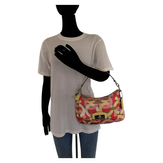 COACH Shoulder Bag cotton pink Op art