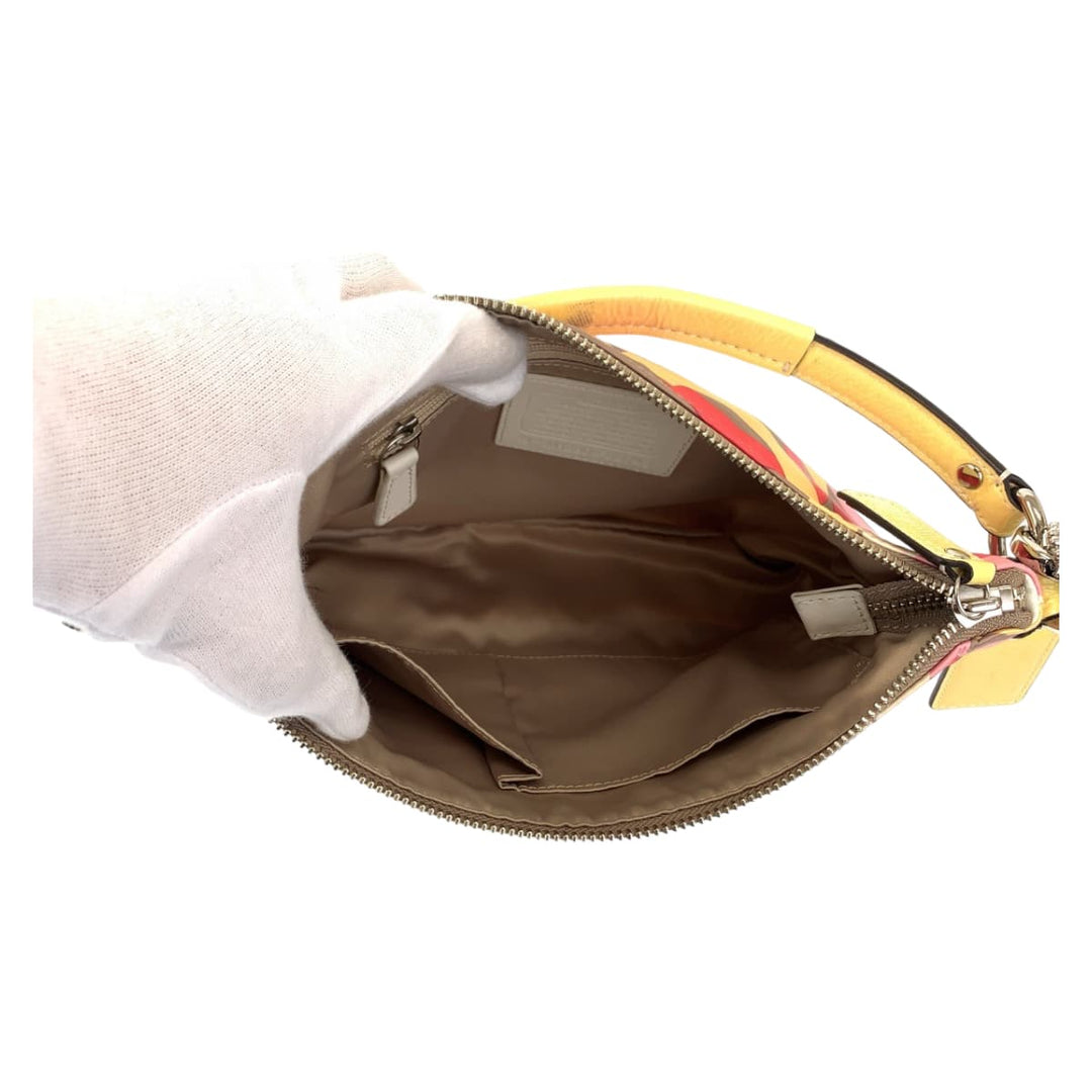 COACH Shoulder Bag cotton pink Op art