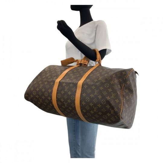 LOUIS VUITTON Boston Duffel bag M41424 PVC, Leather Brown Gold Metal Boston Duffel bag unisex Monogram Keepall  55 Women Used Authentic