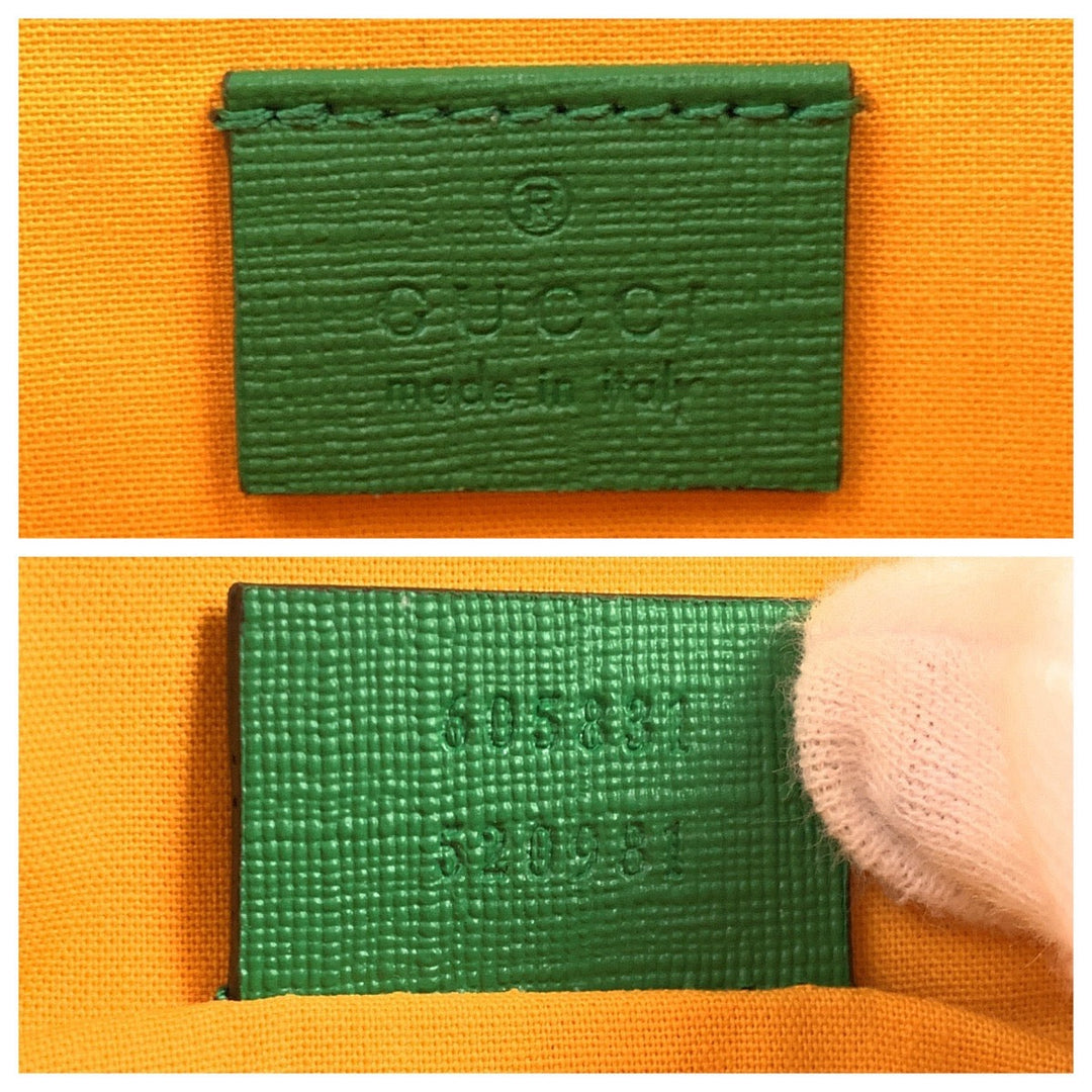 GUCCI Tote Bag 605831 straw Beige Green Tote Bag handbag basket bag Chilled license glider Women Used Authentic