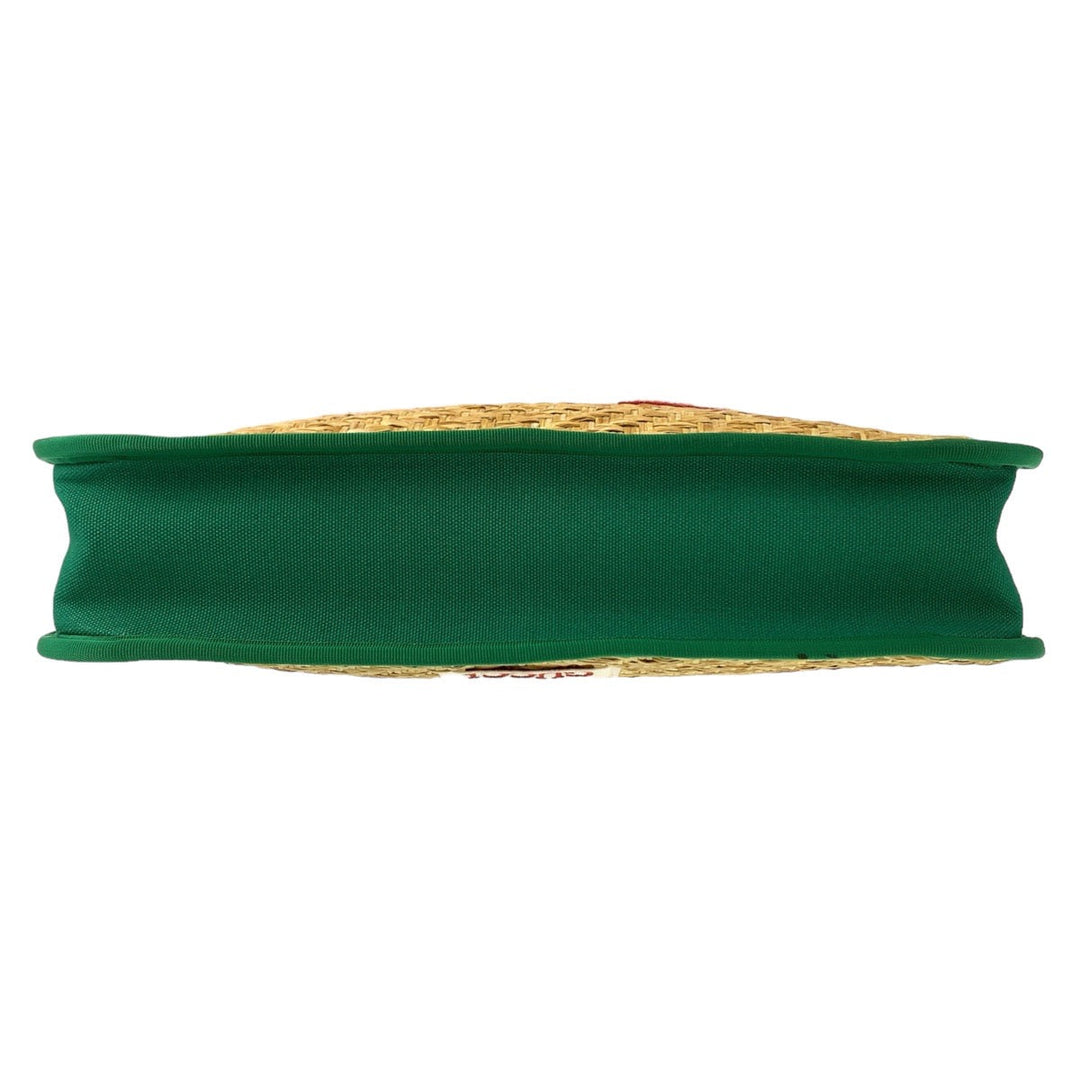 GUCCI Tote Bag 605831 straw Beige Green Tote Bag handbag basket bag Chilled license glider Women Used Authentic