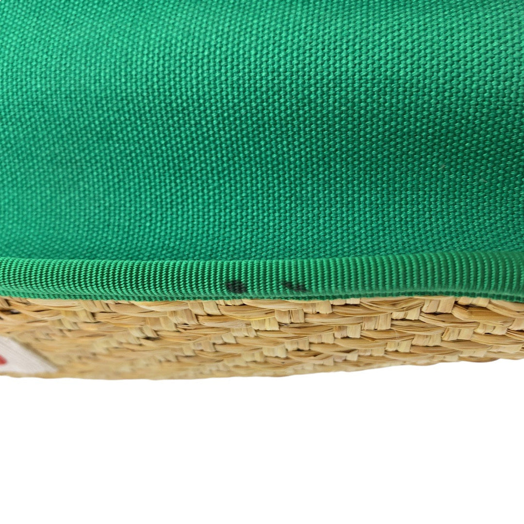 GUCCI Tote Bag 605831 straw Beige Green Tote Bag handbag basket bag Chilled license glider Women Used Authentic