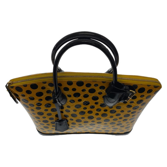 LOUIS VUITTON Handbag M91398 Patent leather Yellow Black Gold Metal Handbag Tote Bag Monogram Vernis LockitMM Yayoi Kusama Women Used Authentic