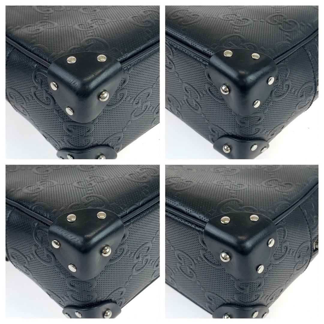 GUCCI Shoulder Bag 626363 leather Black Silver Metal Crossbody Shoulder Bag Soft Trunk GG emboss mens Used Authentic