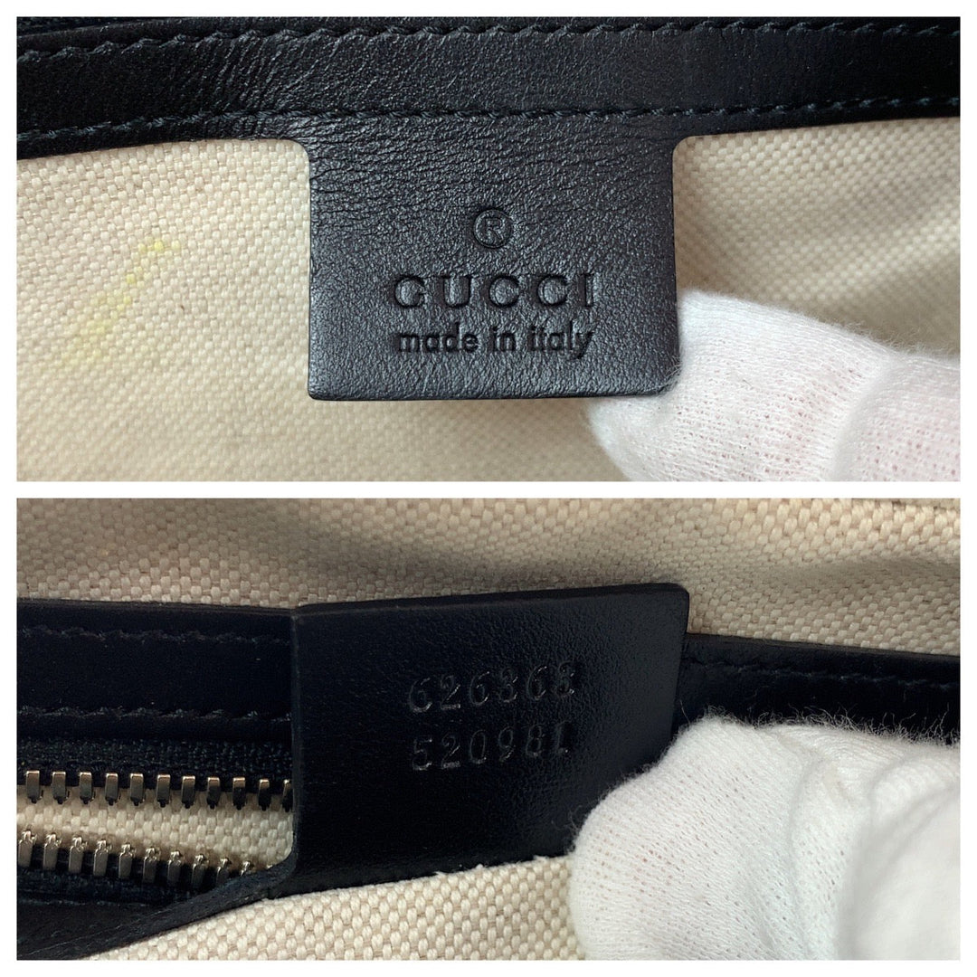 GUCCI Shoulder Bag 626363 leather Black Silver Metal Crossbody Shoulder Bag Soft Trunk GG emboss mens Used Authentic