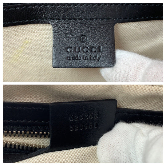 GUCCI Shoulder Bag 626363 leather Black Silver Metal Crossbody Shoulder Bag Soft Trunk GG emboss mens Used Authentic