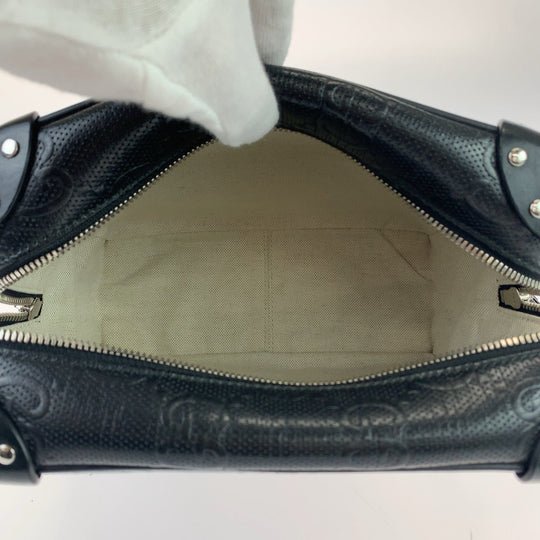 GUCCI Shoulder Bag 626363 leather Black Silver Metal Crossbody Shoulder Bag Soft Trunk GG emboss mens Used Authentic