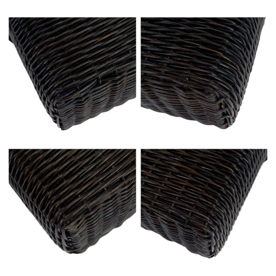 CHANEL Handbag Straw, Lambskin Dark Brown Gold Metal Handbag basket bag Rattan COCO Mark Women Used Authentic