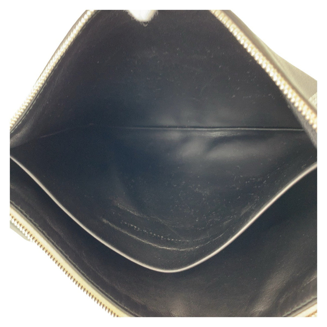 BALENCIAGA Clutch bag leather Black Green SilverMetal Clutch bag business bag Magazine Print mens Used Authentic