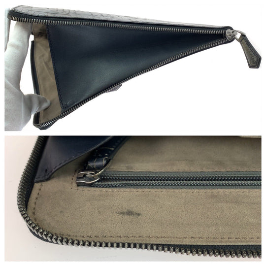 Berluti Clutch bag leather Gray Gunmetal Clutch bag business bag Calligraphy O'Grand Jules mens Used Authentic
