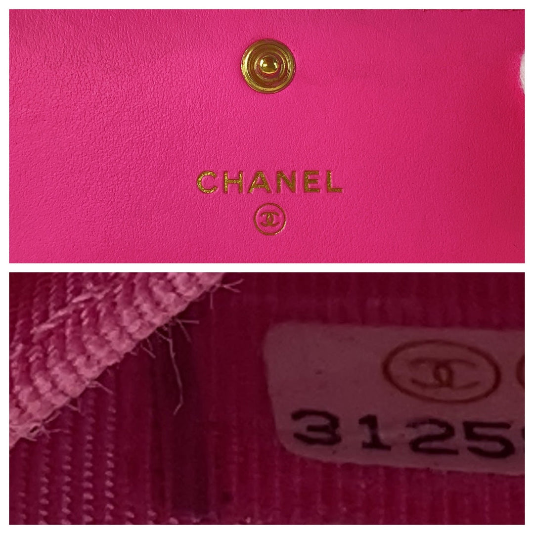 CHANEL Bifold Wallet canvas Pink Matte Gold Metal Chain Wallet chanel 19 Matrasse Women Used Authentic