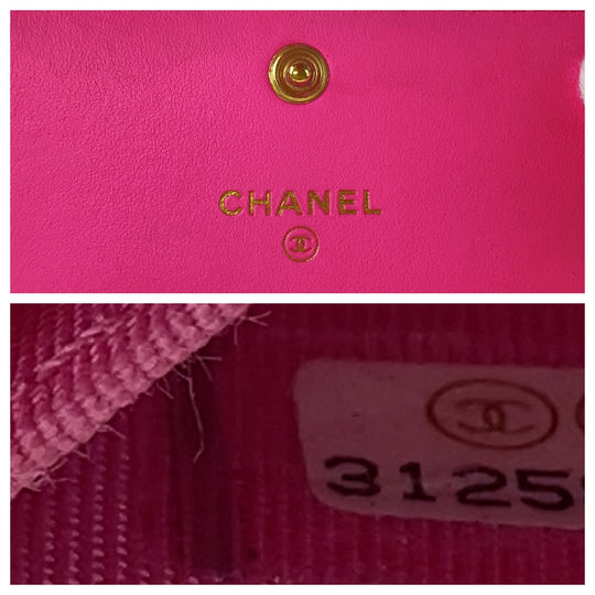 CHANEL Bifold Wallet canvas Pink Matte Gold Metal Chain Wallet chanel 19 Matrasse Women Used Authentic