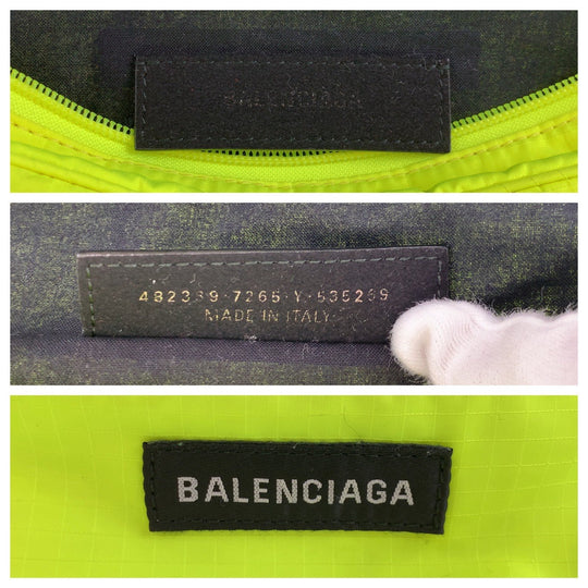 BALENCIAGA Waist bag 482389 Nylon Fluorescent Neon Yellow Waist pouch Explorer mens Used Authentic