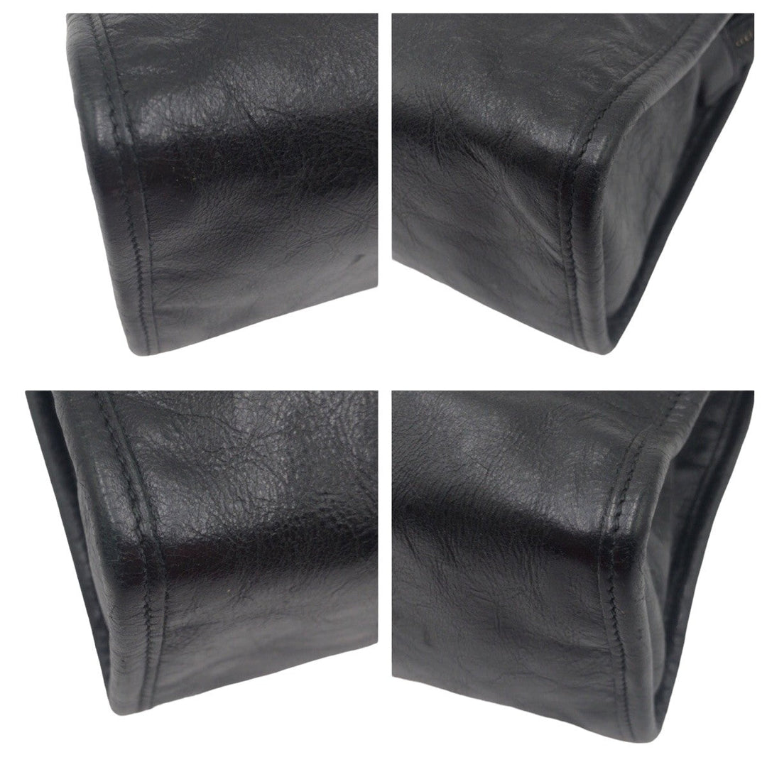 GUCCI Clutch bag leather black Clutch bag business bag Interlocking mens Used Authentic