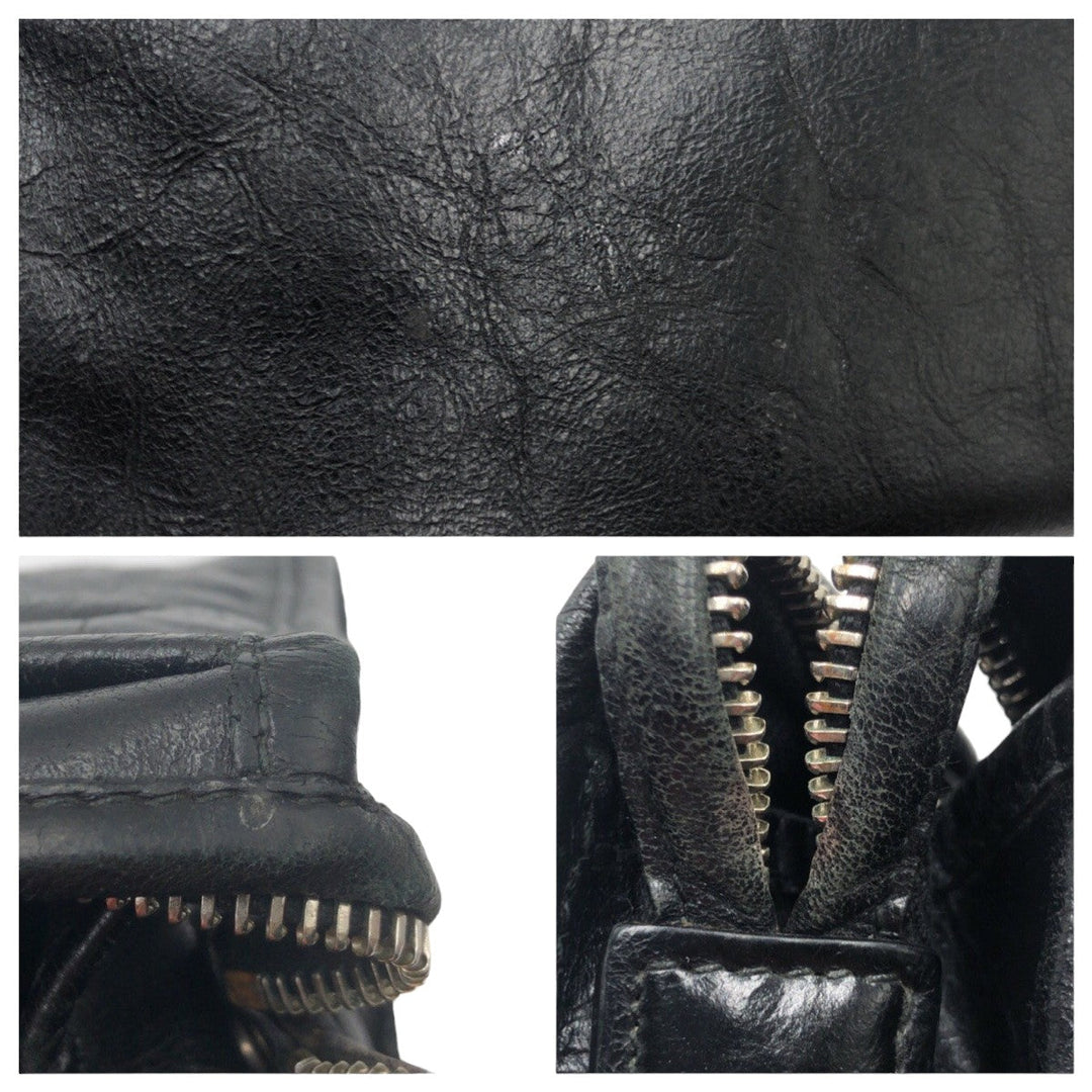 GUCCI Clutch bag leather black Clutch bag business bag Interlocking mens Used Authentic
