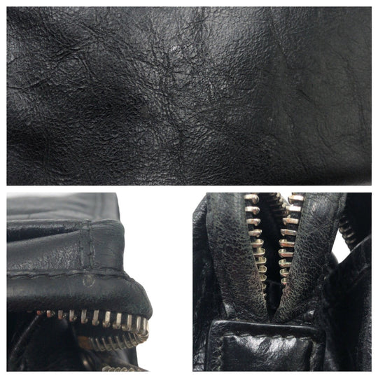 GUCCI Clutch bag leather black Clutch bag business bag Interlocking mens Used Authentic