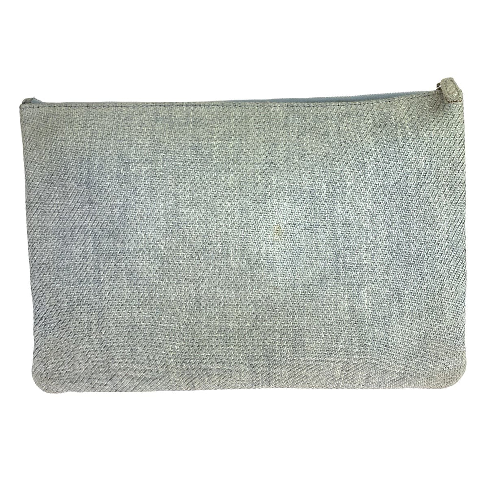 CHANEL Clutch bag canvas Grey SilverMetal Clutch bag business bag pouch Cruise line Deauville COCO Mark Women Used Authentic