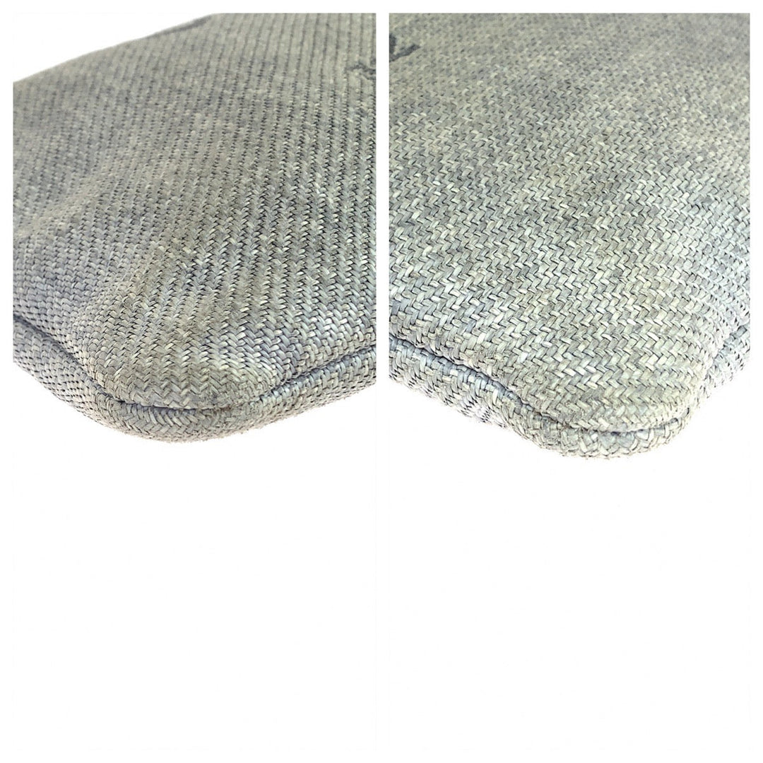 CHANEL Clutch bag canvas Grey SilverMetal Clutch bag business bag pouch Cruise line Deauville COCO Mark Women Used Authentic