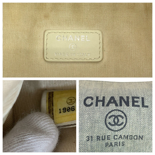 CHANEL Clutch bag canvas Grey SilverMetal Clutch bag business bag pouch Cruise line Deauville COCO Mark Women Used Authentic