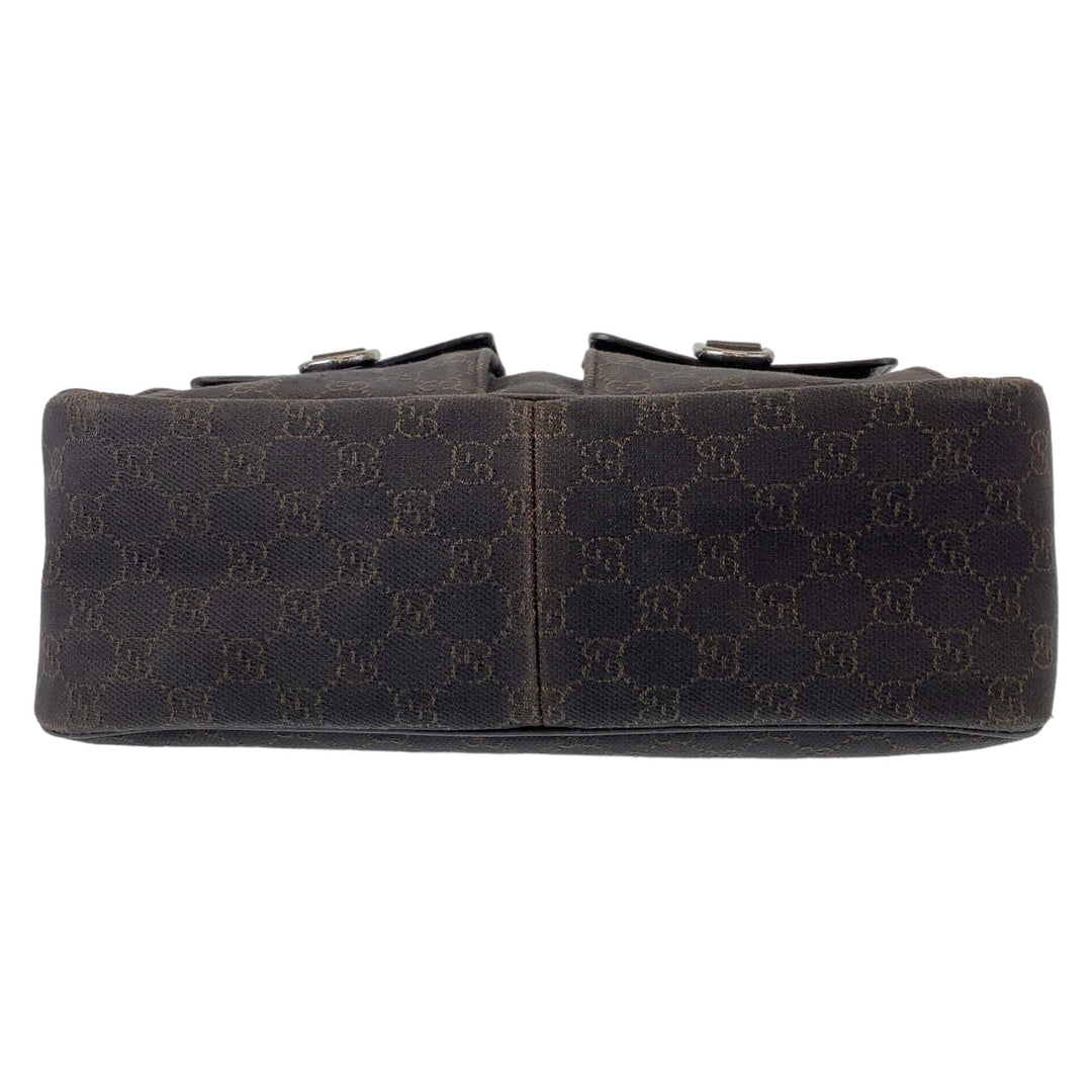 GUCCI Shoulder Bag 293581 GG canvas, leather Brown Silver Metal Hobo Shoulder Bag Handbag Abbey GG pattern Women Used Authentic
