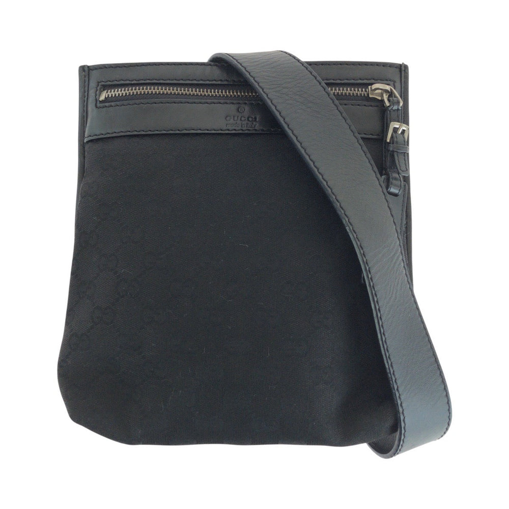 GUCCI Shoulder Bag 92562 GG canvas, leather Black SilverMetal Shoulder Bag pochette mens Used Authentic